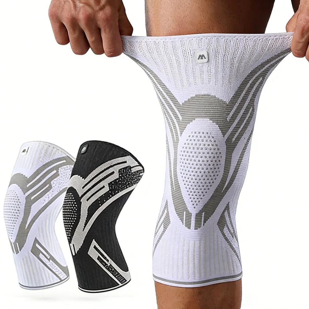 1 pièce Manchon de soutien de genou à compression élastique et respirant, genouillère de protection avec ressorts pour le sport, la gym, le basketball, le volleyball et la course