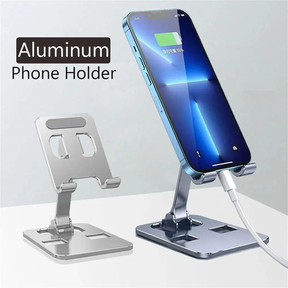 Support de téléphone de bureau pliable universel en alliage d’aluminium, support de montage pour téléphone portable, support en métal de bureau pour tablette