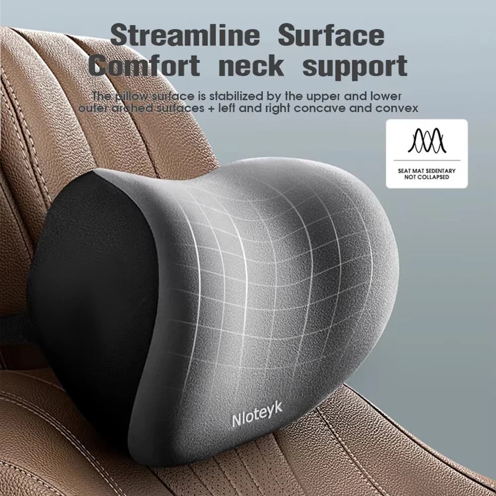 Oreiller de cou de voiture en mousse à mémoire de forme, protection lombaire du dos, coussin respirant pour appui-tête de voiture, soulage le Stress, oreiller de siège de voiture